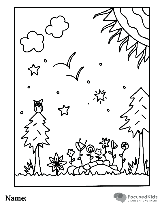 FocusedKids Coloring Page Download: Owl in Nature